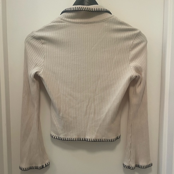 Reformation Long Seeve Nolen Knit Top with Contrast Stiching (Small) - Picture 5 of 7